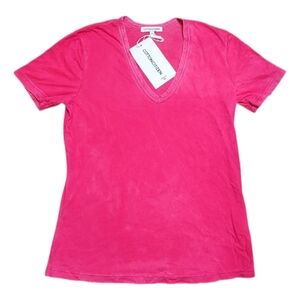 NWT $80 COTTON CITIZEN Standard V Neck Tee Supima Size XS Pink Seasonal Wash
